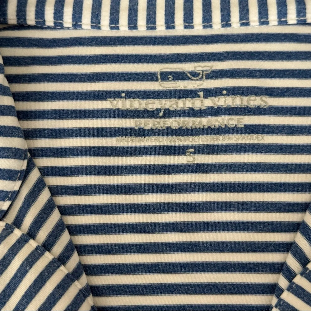 Vineyard Vines Striped Performance Polo in Navy and White - Picture 6 of 11